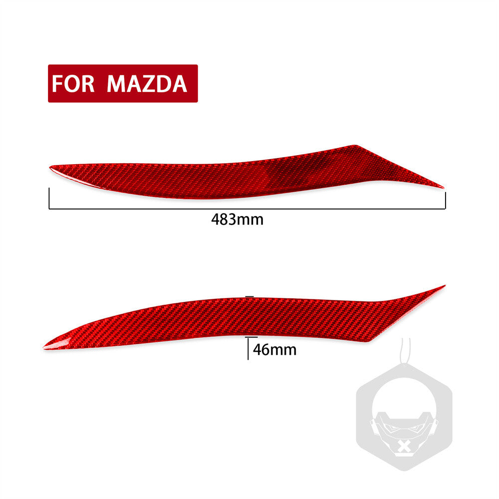 Red Carbon Fiber Front Headlight Eyelids Eyebrow Trim for Mazda RX-8 RX8 2009-12