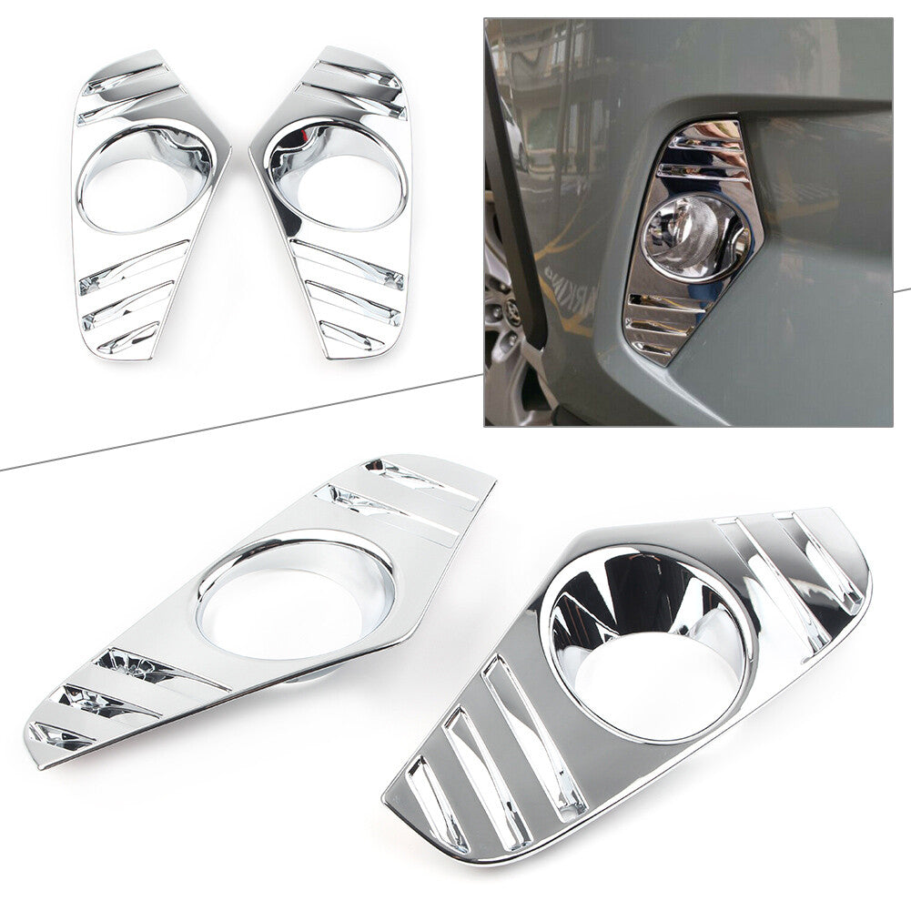 Front Fog Light Lamp Cover Trim Decor for Toyota New RAV4 2019 2020 2PCs Chrome