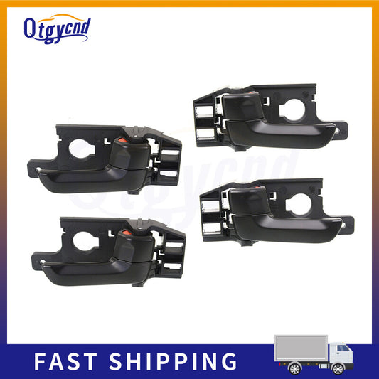 4-piece/set interior door handles for 2005-2010 for Kia Sportage, black plastic.