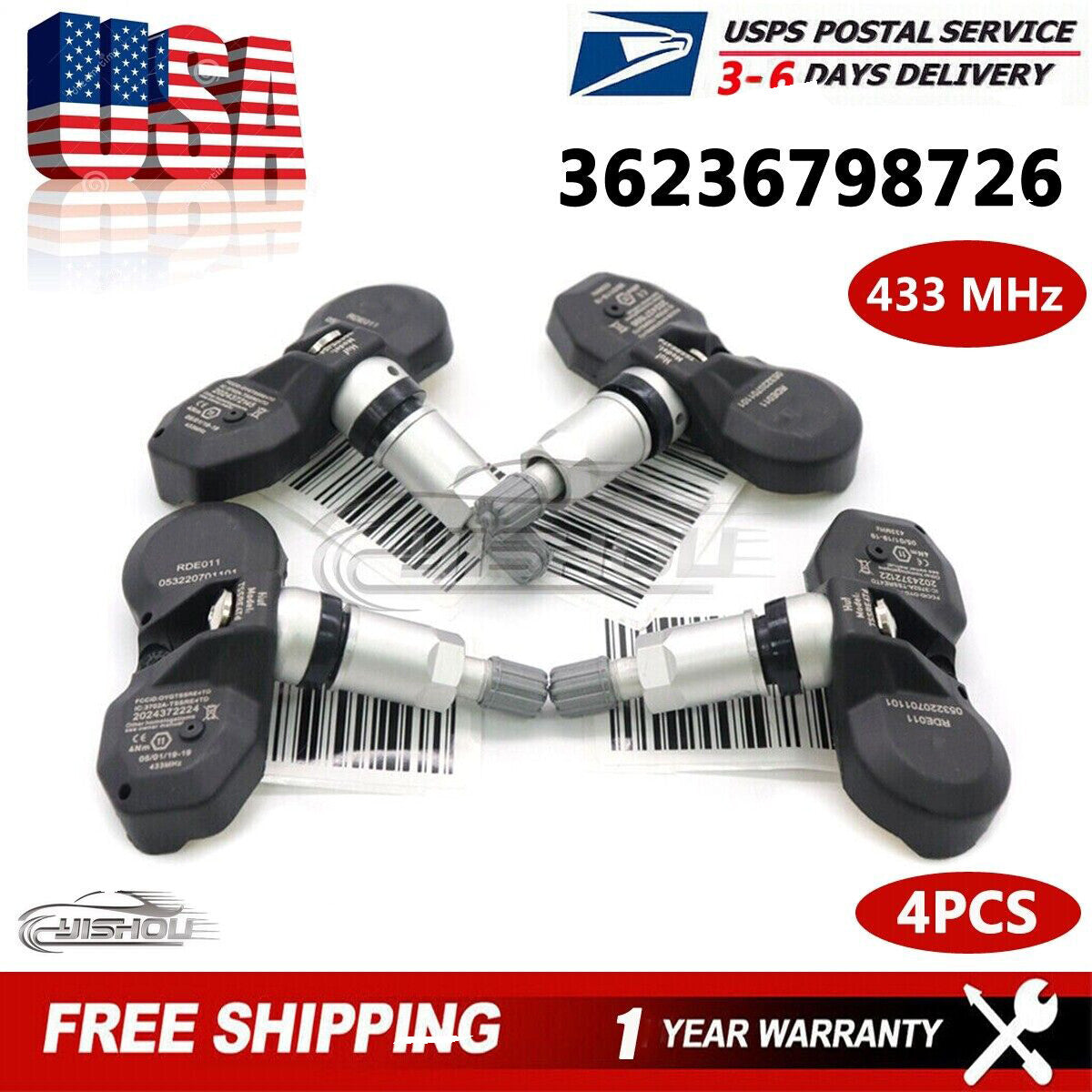 (4) Tire Pressure Sensor TPMS for BMW 328i 335i 528i 550i 750i 760Li 36236798726
