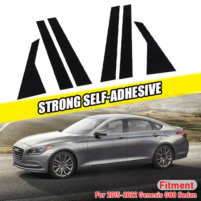 6-piece window B-pillar cover trim in black for 2015-22 for Genesis G80 sedan mold