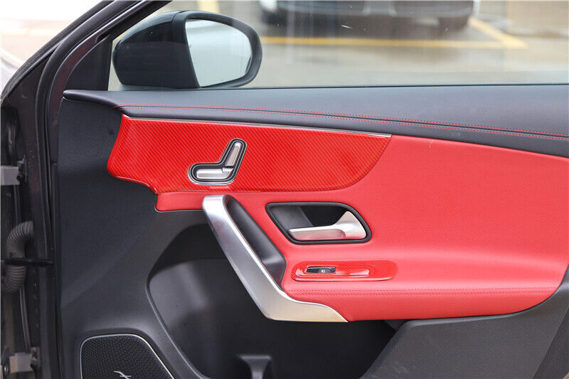 Glass Window Lifting Lock Panel for Mercedes-Benz AMG35 19-2021 Red Carbon Fiber