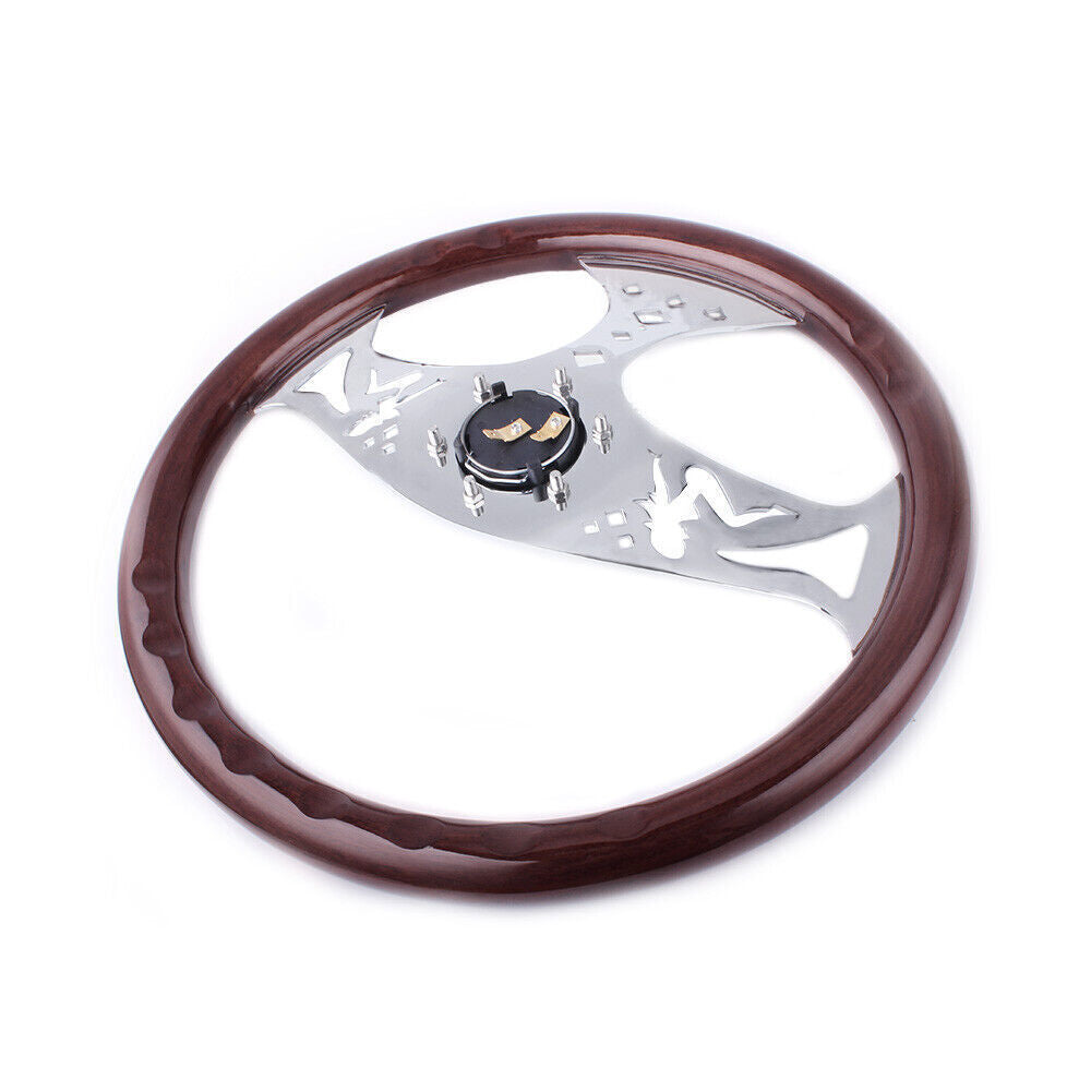 Racing 380mm 15 Classic Wood Grain Deep Dish with Hollow Angel Steering Wheel