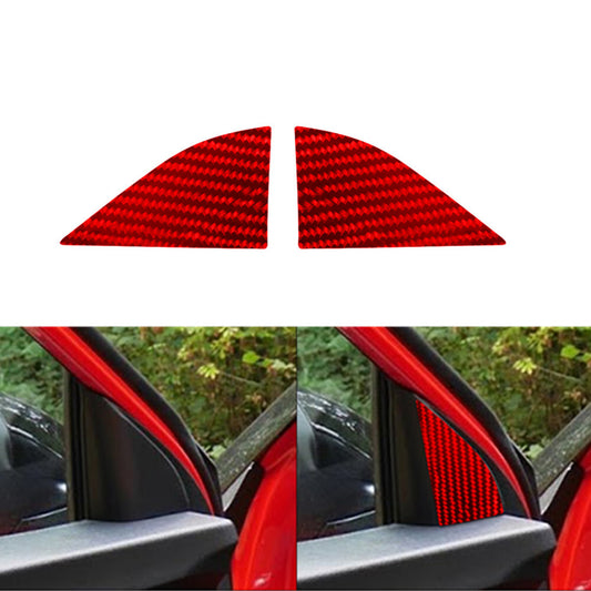 Red Carbon Fiber Front Pillar Panel Trim Cover for Hyundai for Veloster JS 2019-2022