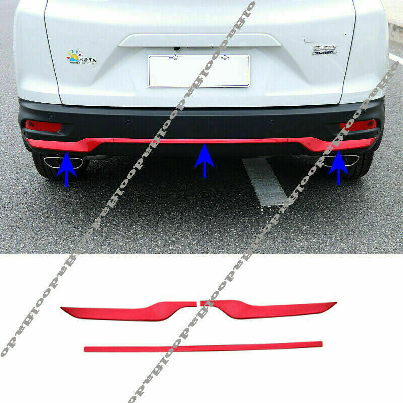 for Honda CR-V CRV 2020-2022 Glossy Red Rear Bumper Lower Strips Guard Trim 3X