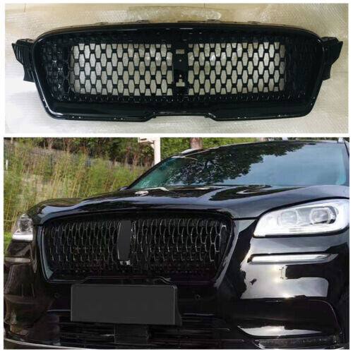 Front Bumper Grille Fit for Lincoln MKZ 2017 2018 2019 Vent Grill Glossy Black