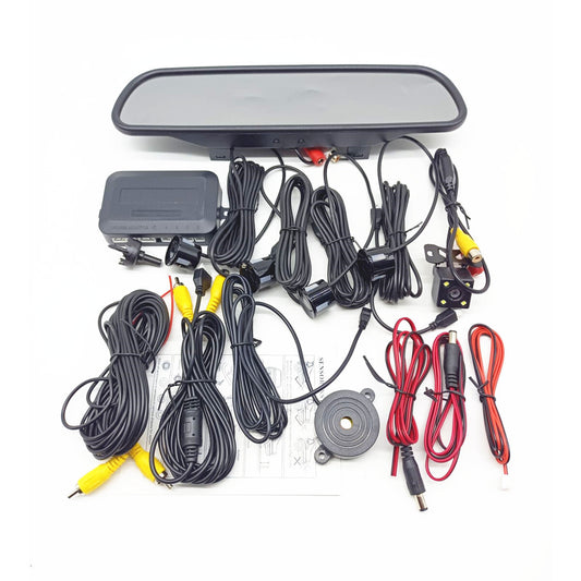 4.3in LCD Car Rearview Mirror Monitor Parking Backup Radar Sensor With Camera