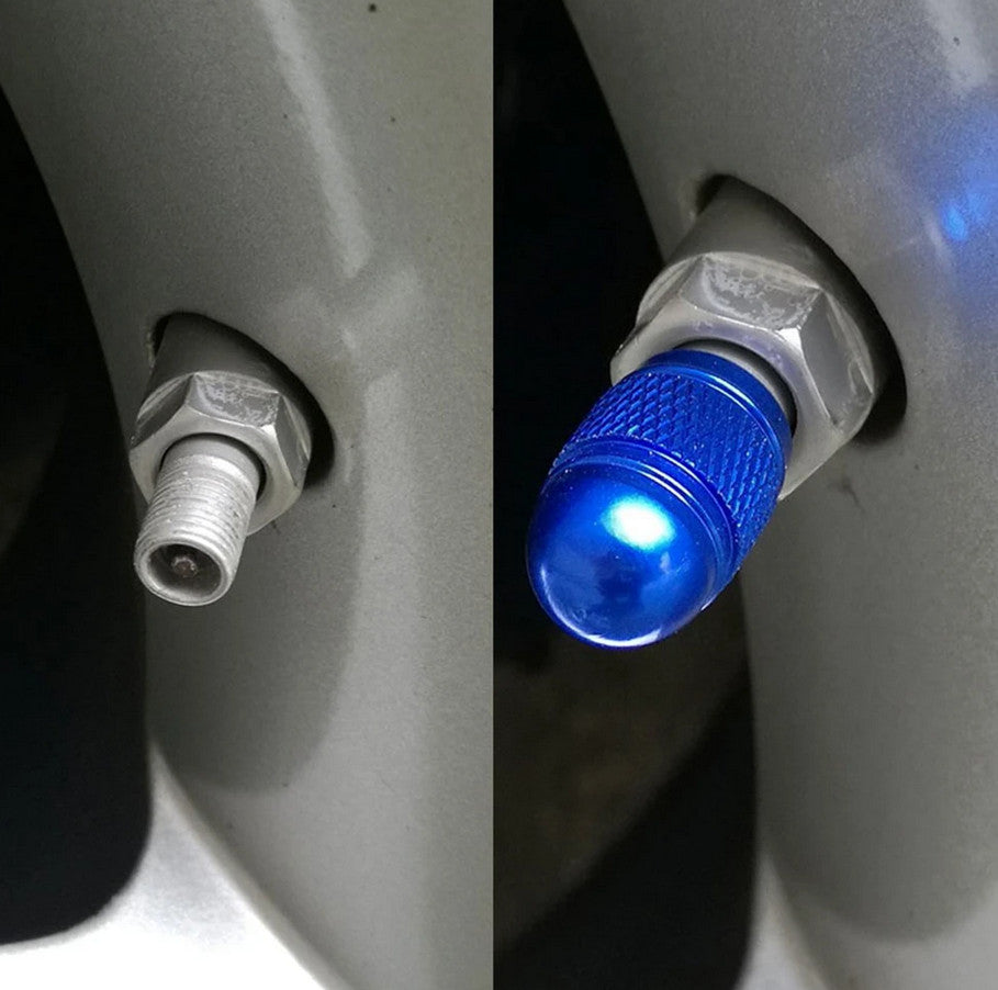 4-piece car tire valve cover rod air dust cover blue bullet for Chevrolet