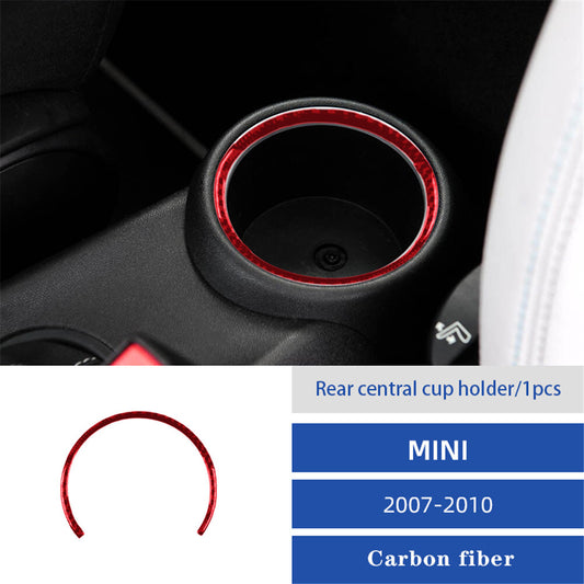 Red Carbon Fiber Rear Water Cup Holder Trim for Mini R56 R55 R57 07-10