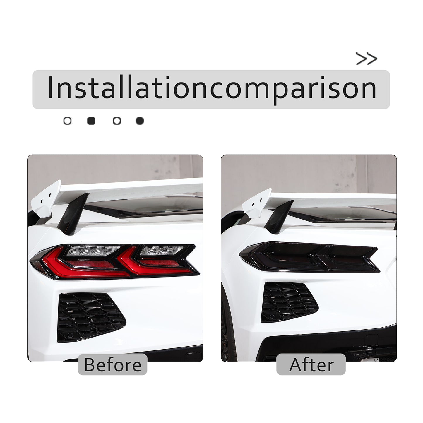 Smoked Black Taillight Trim with Black Nut Cover for C8 for Corvette 2020-24