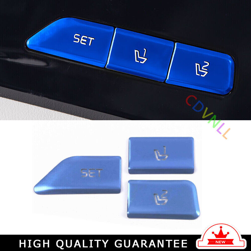 for Seat Memory Button Frame Cover Trim 3 for Kia Carnival 2022-2023 Blue Aluminum