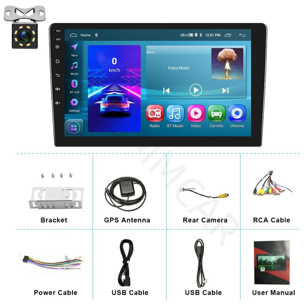 10 2Din For Apple Carplay Android 13 Car Stereo GPS Navi Radio BT Wifi Camera