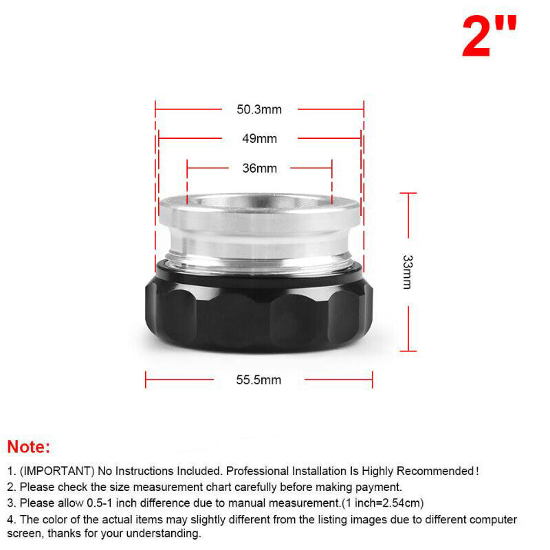 2 50.8mm ID aluminum weld filler neck and cap for oil fuel water tanks - Black