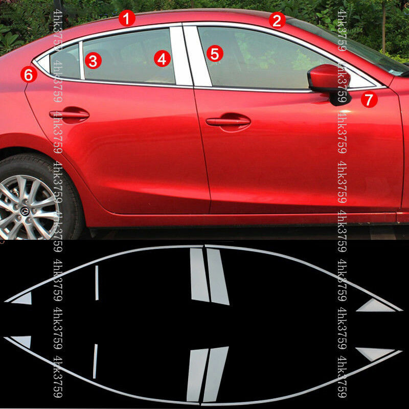 14X for Mazda 3 Axela Sedan 17-18 Stainless Door Window Frame Sill Molding Trim