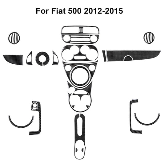 29Pcs Carbon Fiber Interior Full Kit Cover Trim Sticker for Fiat 500 2012-2015