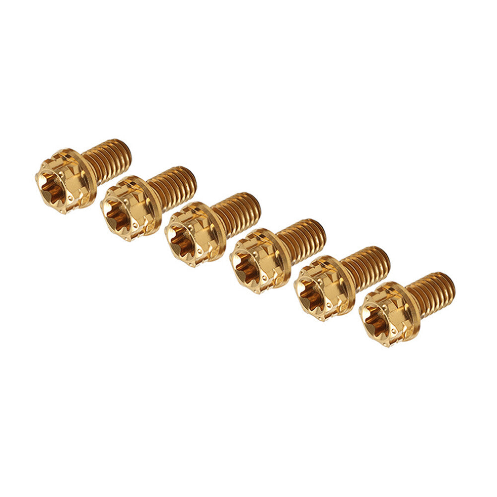 6pcs Bolts Torx Head Flange Screws M10x10mm Gold For Motorcycle Bike