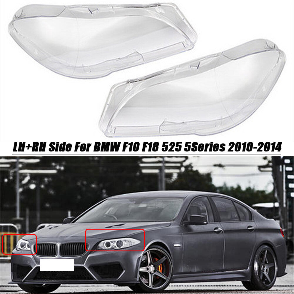 2x Headlight Lens Cover Lampshade Cap for BMW 5 Series F10 F11 F18 2010-13 Clear