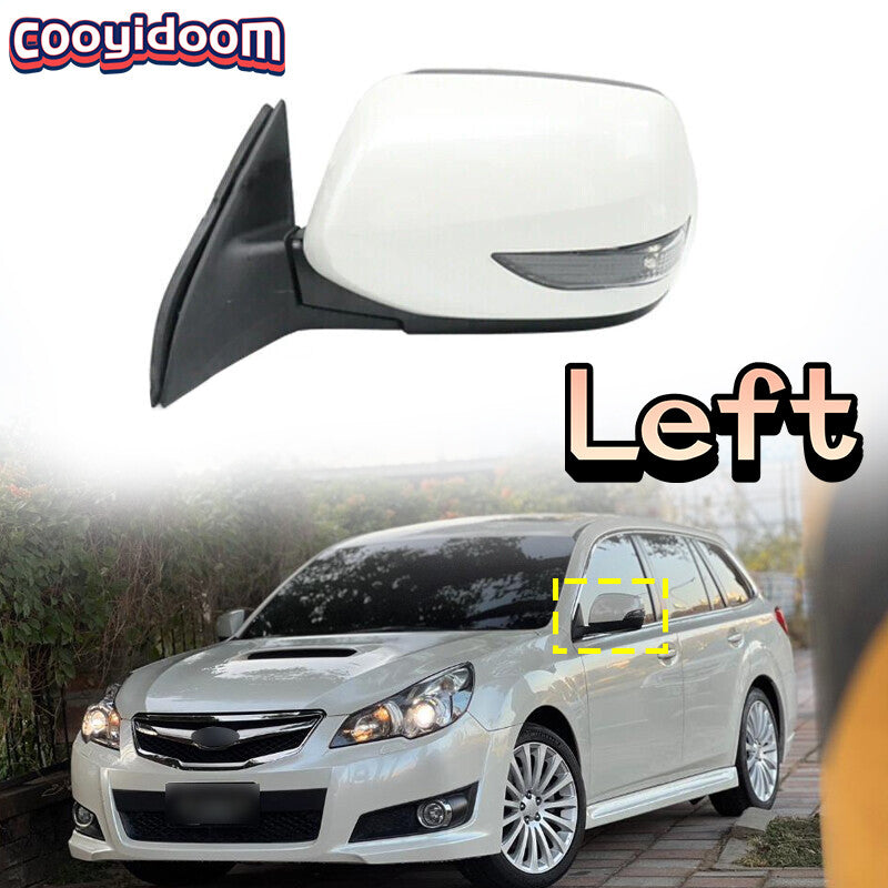 Left White Door Wing Mirror 9Pins Power Fold Heated for Subaru Legacy 2010-2012