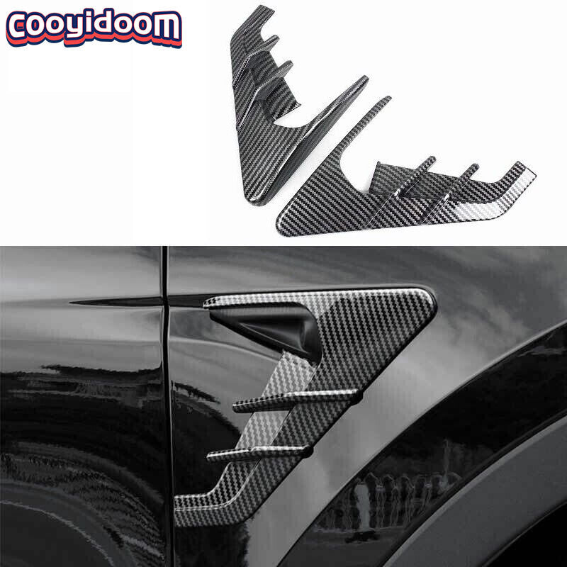 Gloss Carbon Fiber Style Side Camera Decoration Cover Trim for Tesla Model