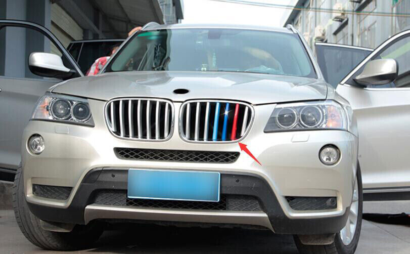 for BMW X3 F25 2011-17 Three-Color Front Center Mesh Grille Grill Strip Trim 3P