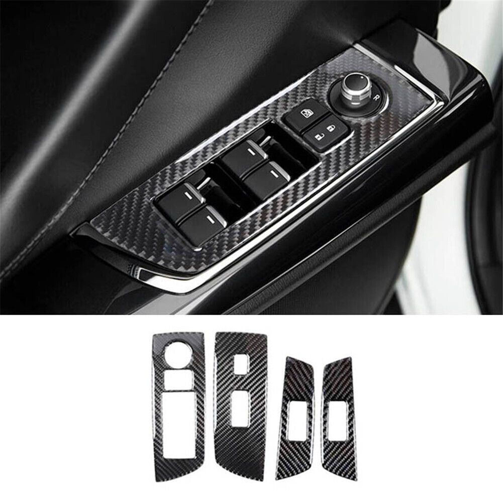 4PCS Carbon Fiber Interior Window Control Cover Trim for Mazda CX-9 Type B