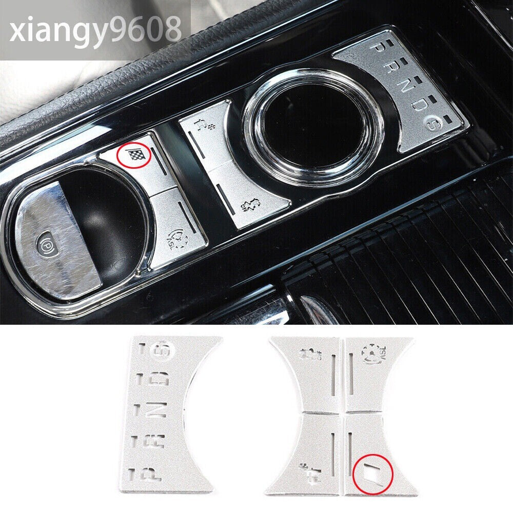 5PCS Alloy Silver Center Gear Shift Selector Button Trim for Jaguar XJ 2010-2019
