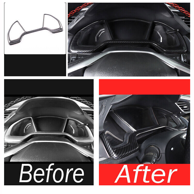 for Honda for Civic 16-21 Carbon Fiber Style Interior Console Dash Panel Frame Trim