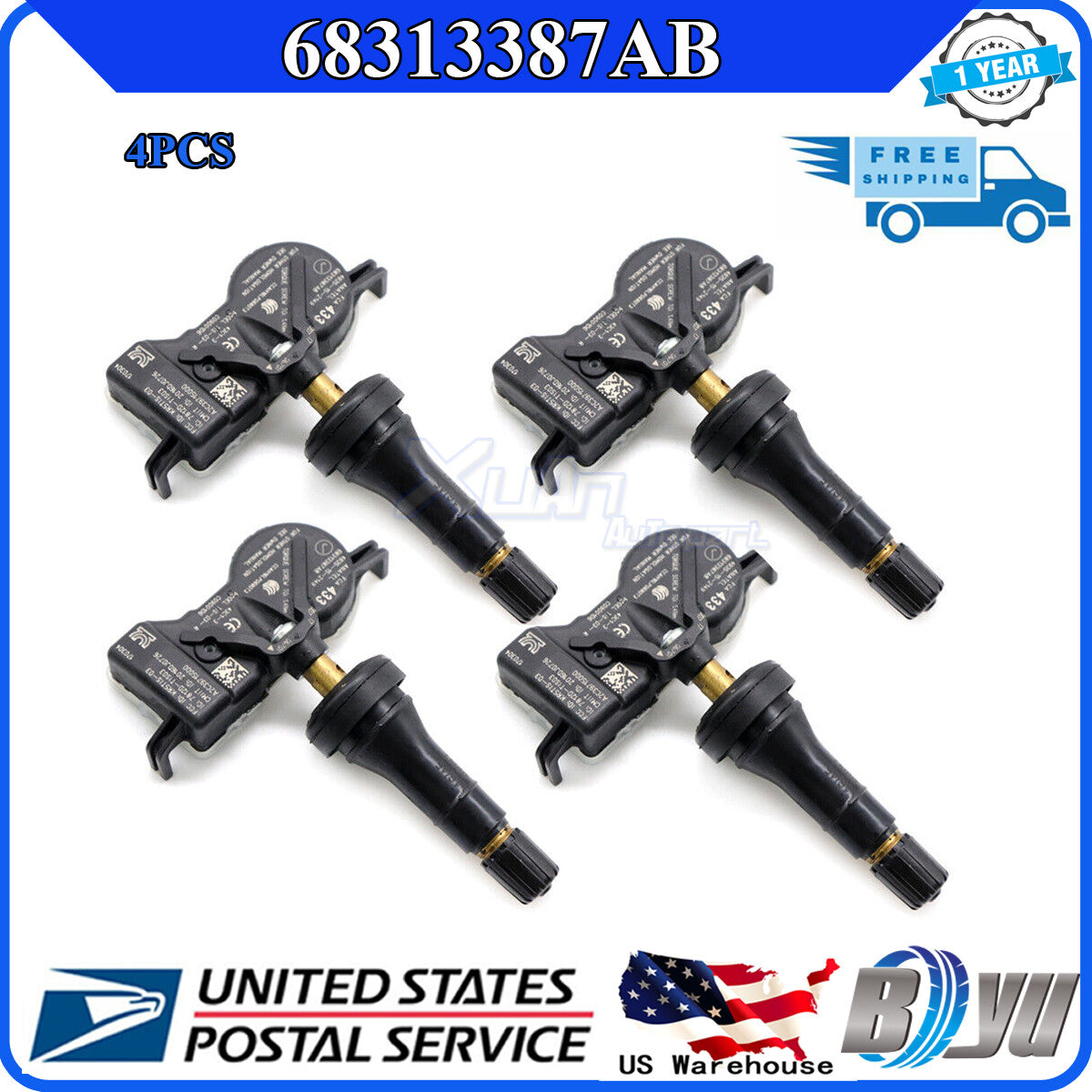 Suitable for Dodge for Jeep 68105280AF 433MHz 4x 68313387AB Tire Pressure Monitoring System (TPMS)