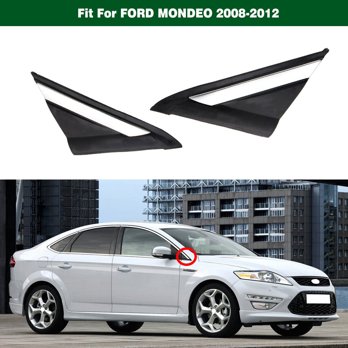 Front Pair Fender Pillar Trim Mirror Corner Molding  for ford  Mondeo 2008-2012