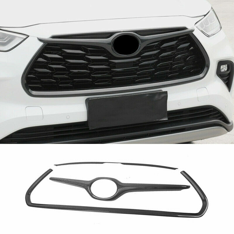Carbon Fiber ABS Front GrillGrille Frame Cover for Toyota Highlander 2020-2023