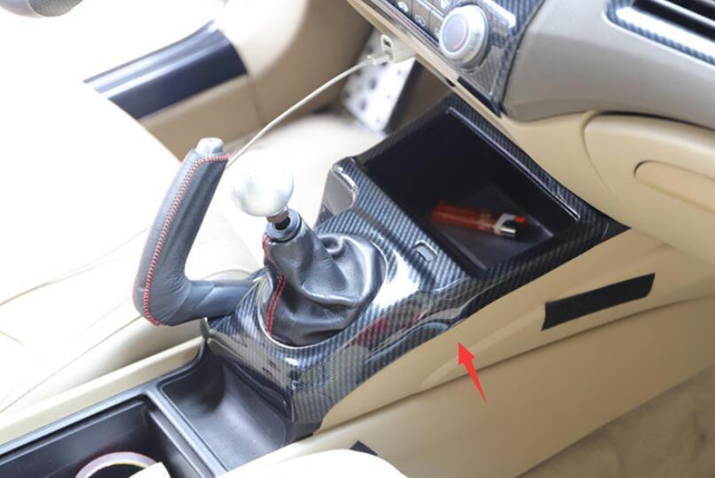 MT Carbon Fiber Central Console Gear Shift Panel Trim for Honda for Civic 8th 06-11
