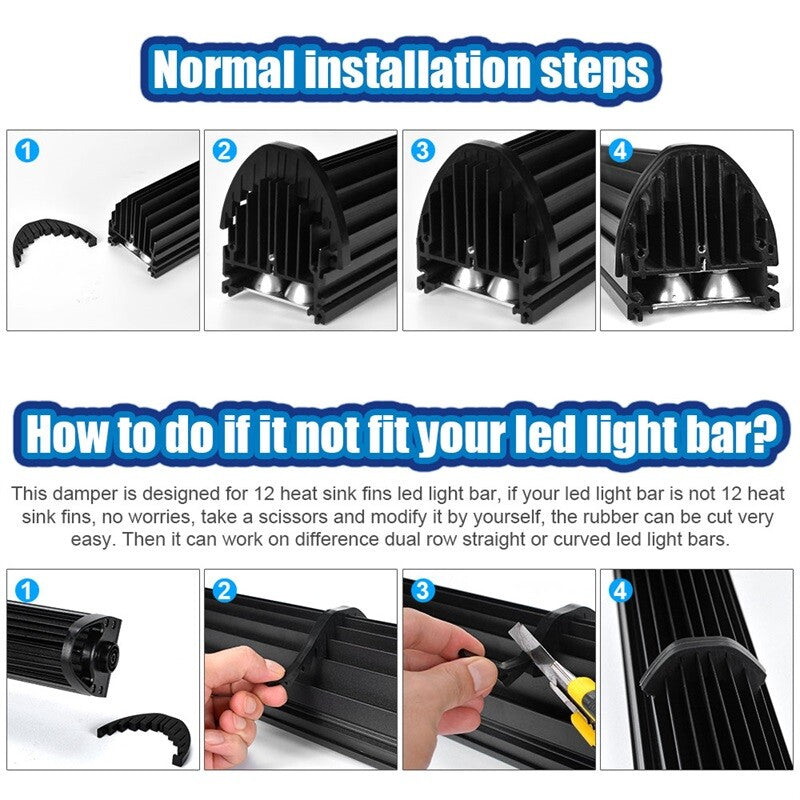 5x Reduce Wind Noise Rubber Isolator Resonance Silencers For 50 52¡± LED Light Bar