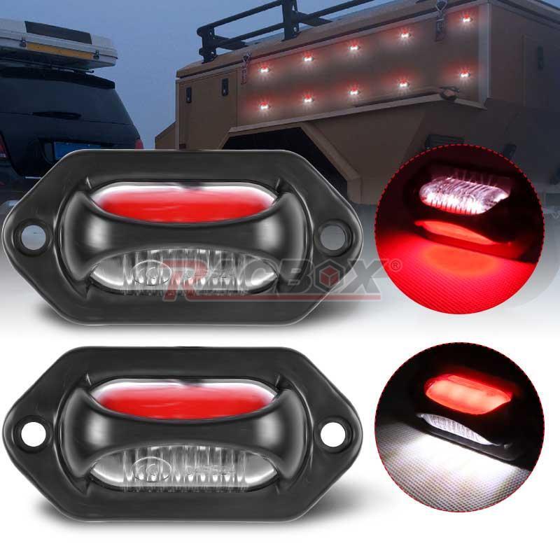 2X Universal LED License Plate Tag Light Lamp White Red For Truck SUV Trailer RV