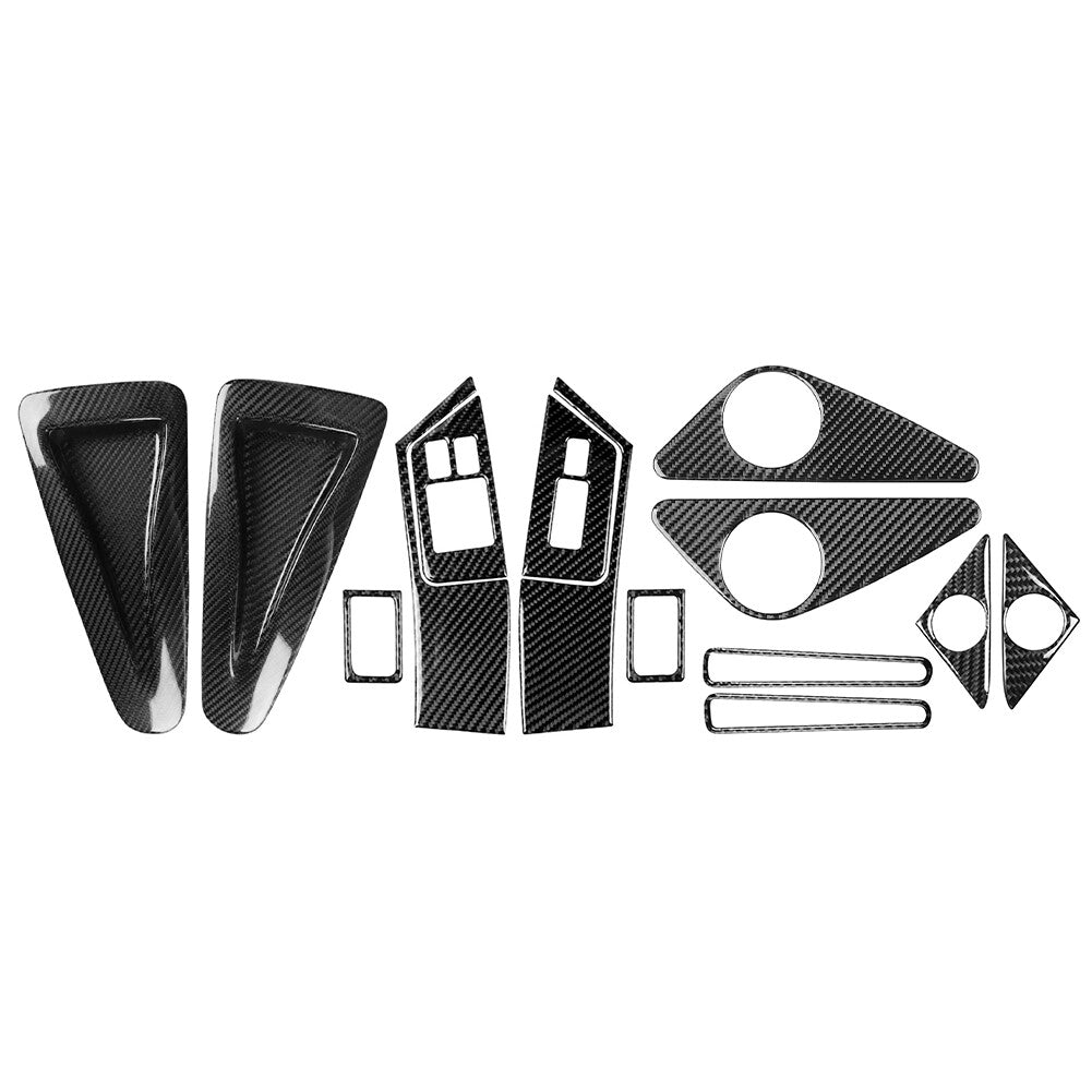 14Pcs Interior Door Panel Window Lift Switch Cover Trim for Nissan GTR R35 08-16