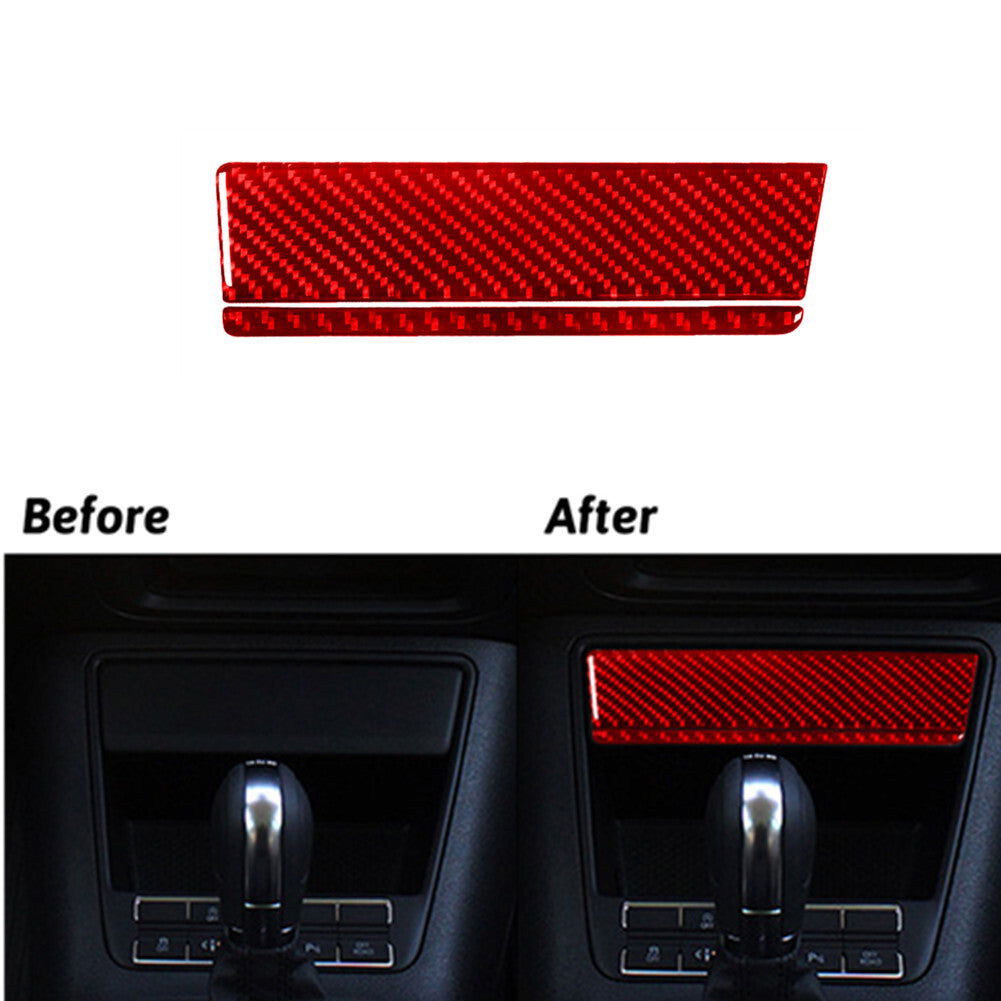 Red Carbon Fiber Center Control Storage Above Trim for Volkswagen for Tiguan 2013-17