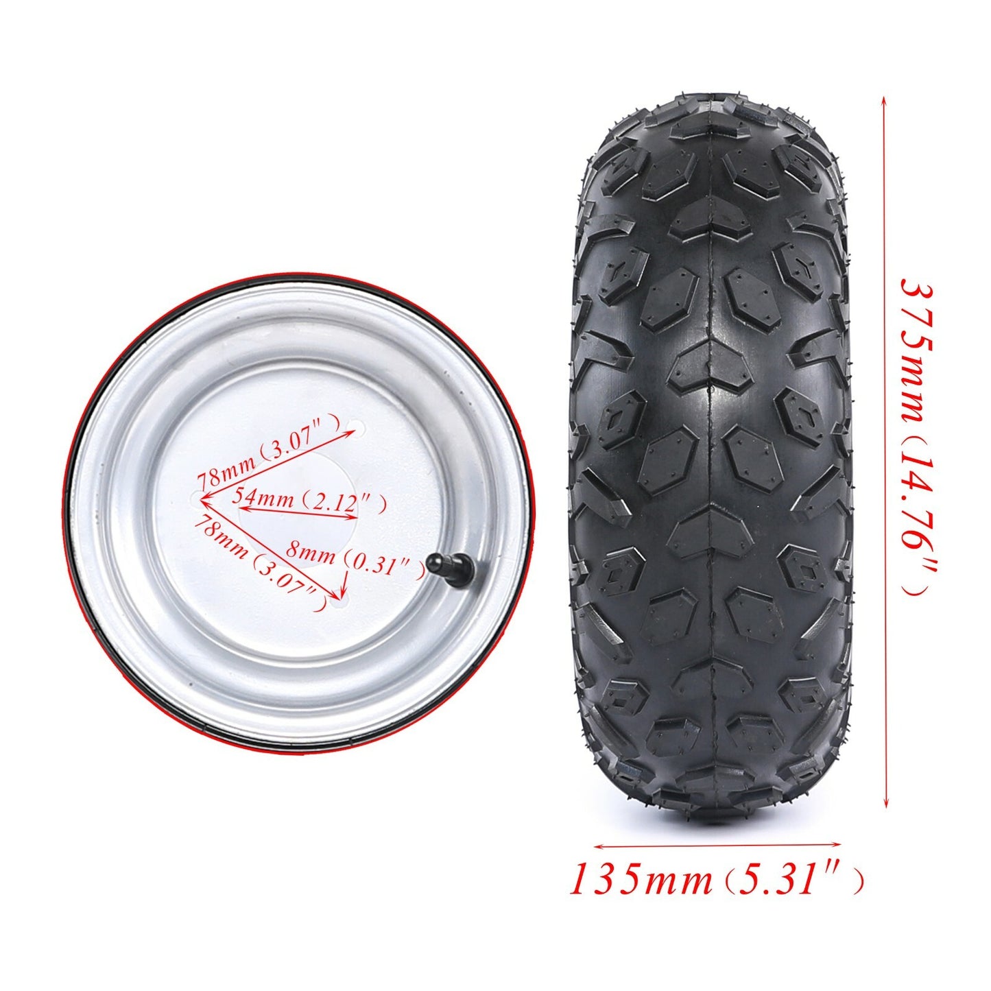 4-piece 145/70-6 tire and rim set suitable for Taodao all-terrain vehicles, off-road vehicles, off-road bicycles, and go-karts.