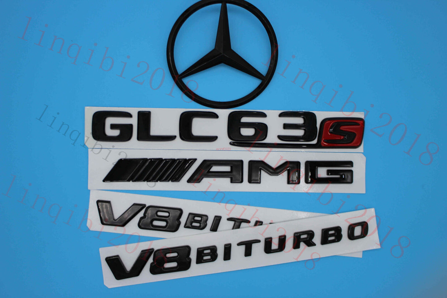 1Set GLC63s AMG Trunk Logo Sticker Decal Emblem Badge Package For W253