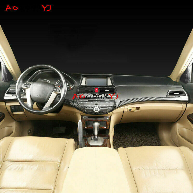 8Pcs Carbon Fiber Console Dashboard Cover Trim for Honda Accord Sedan 2008-2012