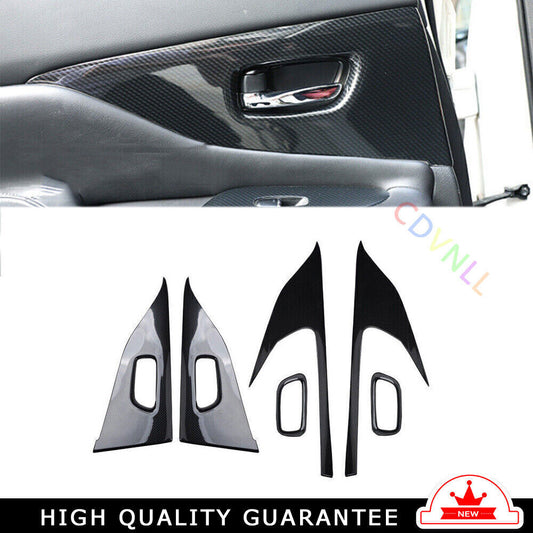 Car Inner Door Panel Cover Trim 6PCS Fit for Nissan Murano 2015-21 Carbon Fiber