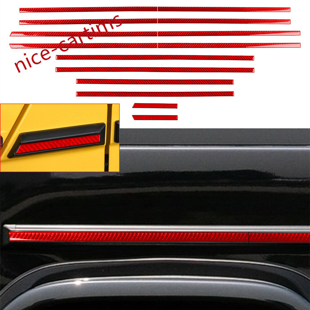 for Benz G Class W463 G500 G63 2012-18 Side Door Body Molding Trim Red Carbon¡Á14