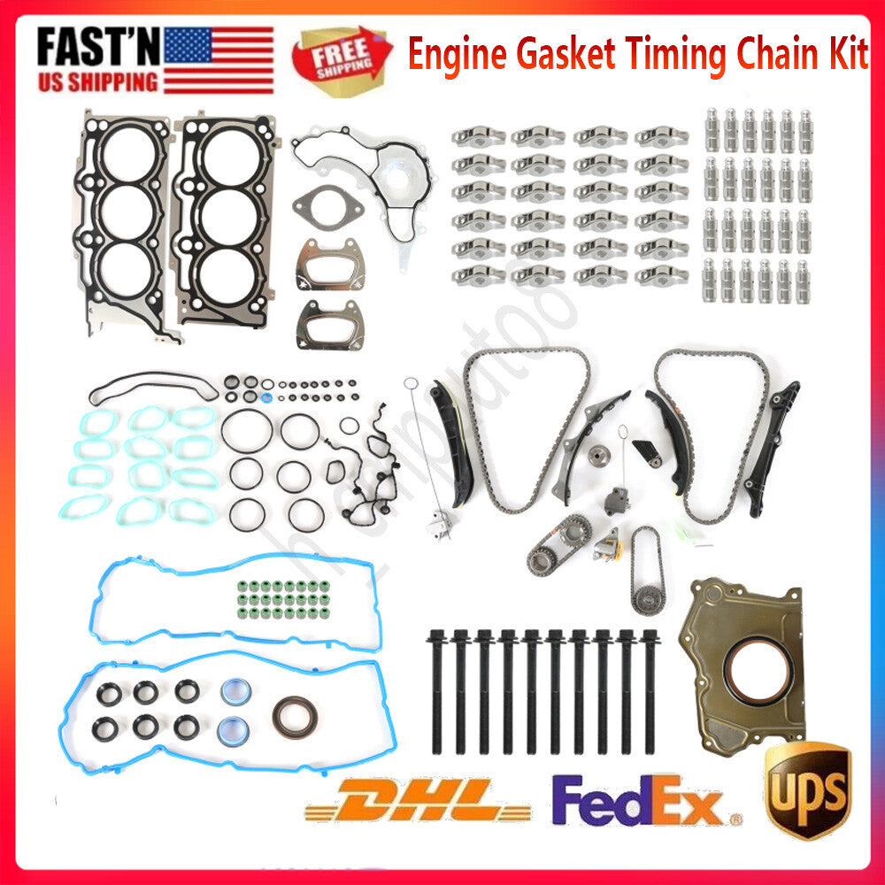 Engine Gasket Timing Chain Kit for 11-15 for Chrysler for Jeep Cherokee for Dodge 1500 3.6L