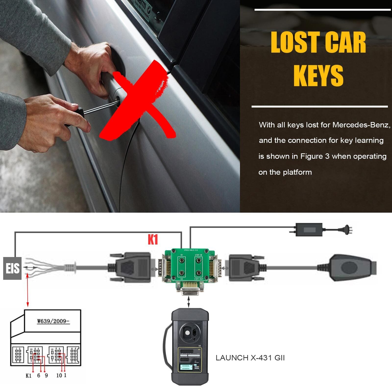 Launch X431 MCU3 Adapter for X-PROG3 GIII for Benz Used for Pro5/Pros/Pro3 PAD V
