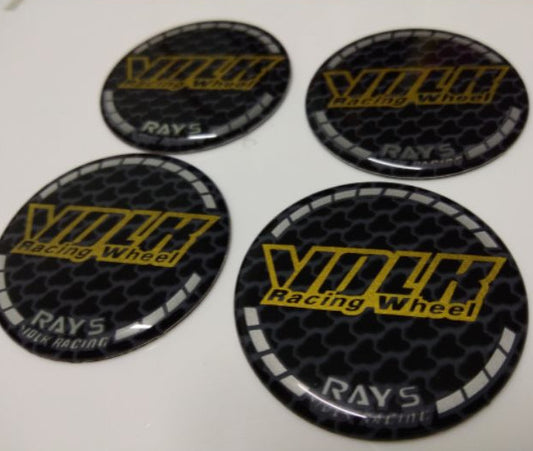 4-Piece Pack Volk Racing Rim Stickers, Wheel Center Stickers, Hub Stickers, Logos, 56mm