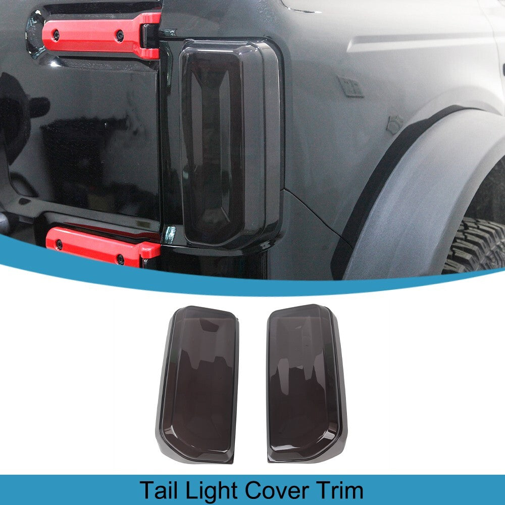 Rear Tail Light LED Lamp Cover Trim Guard for Ford Bronco 2021-2023 Smoked Black