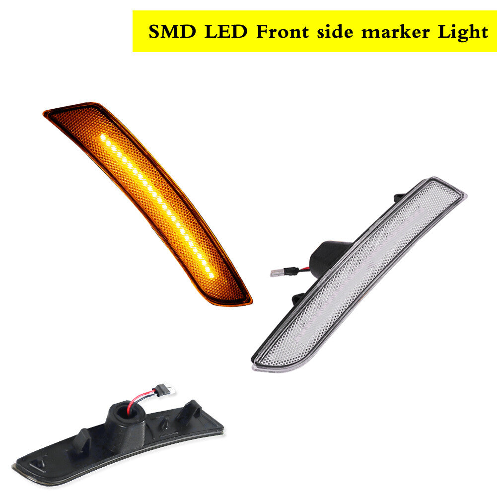 for Chevrolet Camaro 2016 - 2023: Clear Lens Amber LED Front Side Marker Light Kit