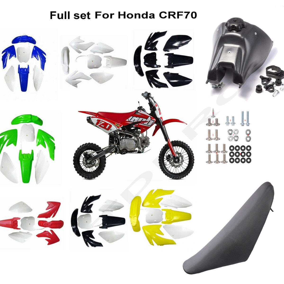 Plastics Fender + Fuel Tank + for Seat + Screws For CRF70 Dirt Bike 125/140/150/200cc