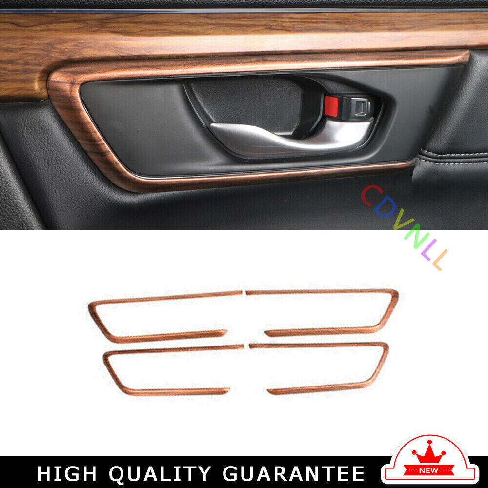 Inner Door Handle Cover Trim 4PCS for Honda CRV CR-V 2017-2022 Matte Peach Wood