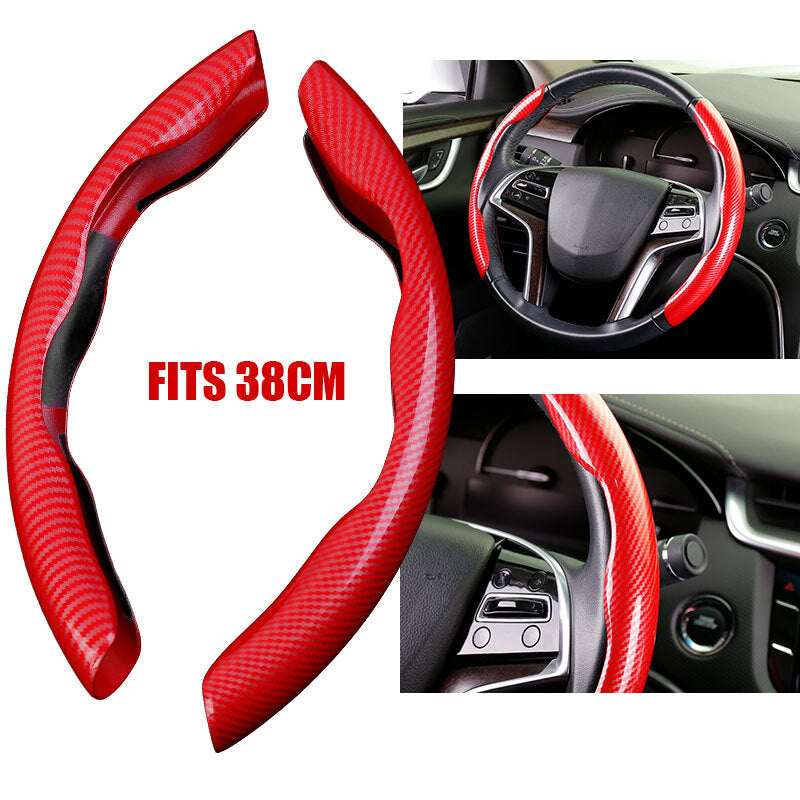 Red Carbon Fiber Universal Car Steering Wheel Booster Cover NonSlip Accessory