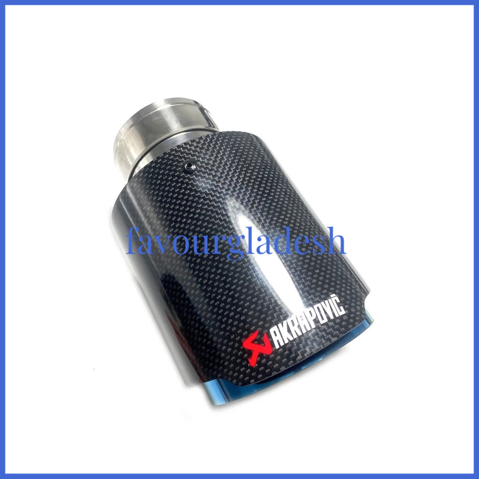1X 3.0 76mm  3.589mm Akrapovic Glossy Carbon Fiber Exhaust tip Blue End pipe