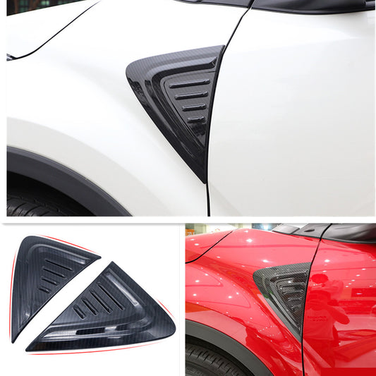 Suitable for 2018-2021 for Toyota C-HR/C-HR models. Two-piece set of carbon fiber front body trim protectors for Toyota vehicles.